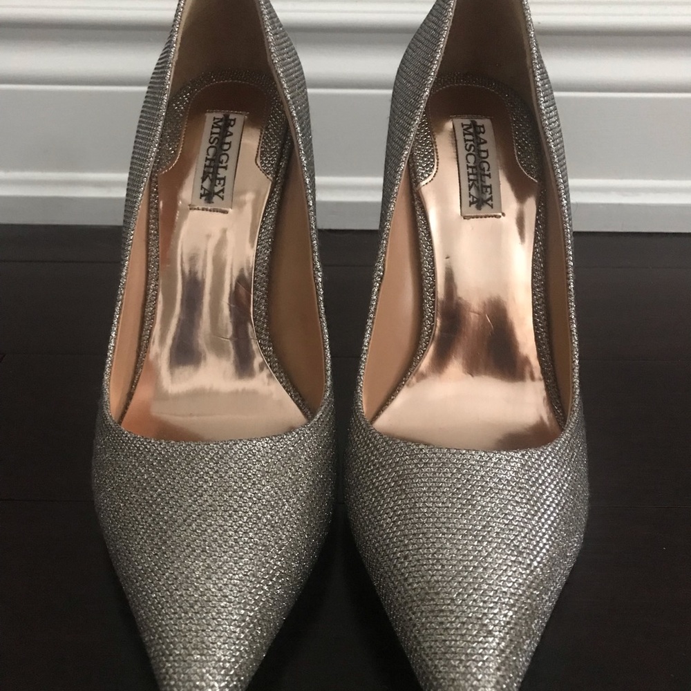 BADGLEY MISCHKA Glitter Pumps In Champagne Silver - Picture 8 of 13